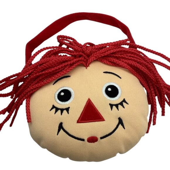 Raggedy Ann Purse Rag Doll Face Yarn Hair Handle 6.5”x6” Clear Back - Picture 1 of 5